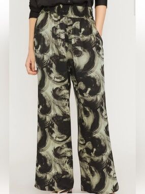 Everlane The Satin Pull On Wide-Leg Pants Fun Print Size Small